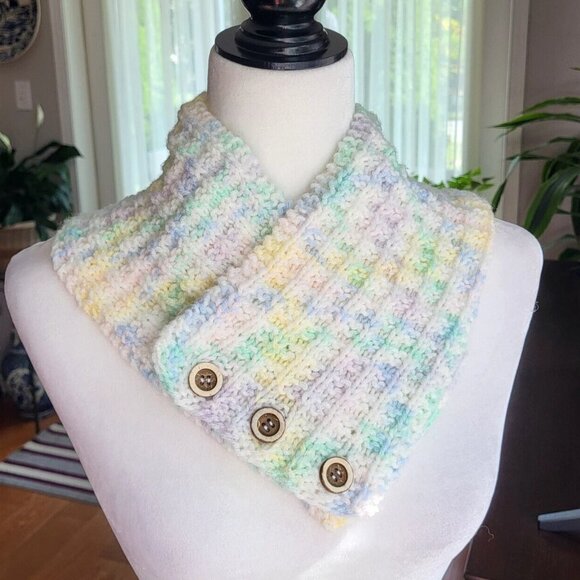 Cat Ear Beanie & Neck Warmer Knit Set Winter Warm Ski Hand Made Waffle Stitch - Picture 2 of 7